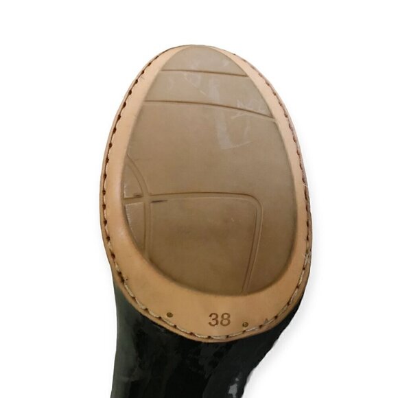 Georgina Goodman black crinkled patent loafer pumps,  38EU with round stripe hee - Picture 10 of 12